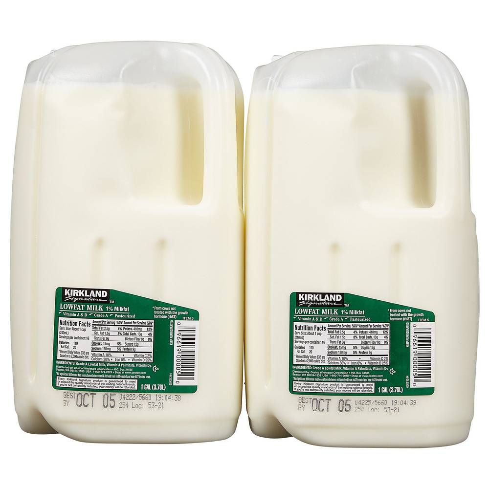 Kirkland Signature Low Fat 1% Milk, 1 gal, 2-count