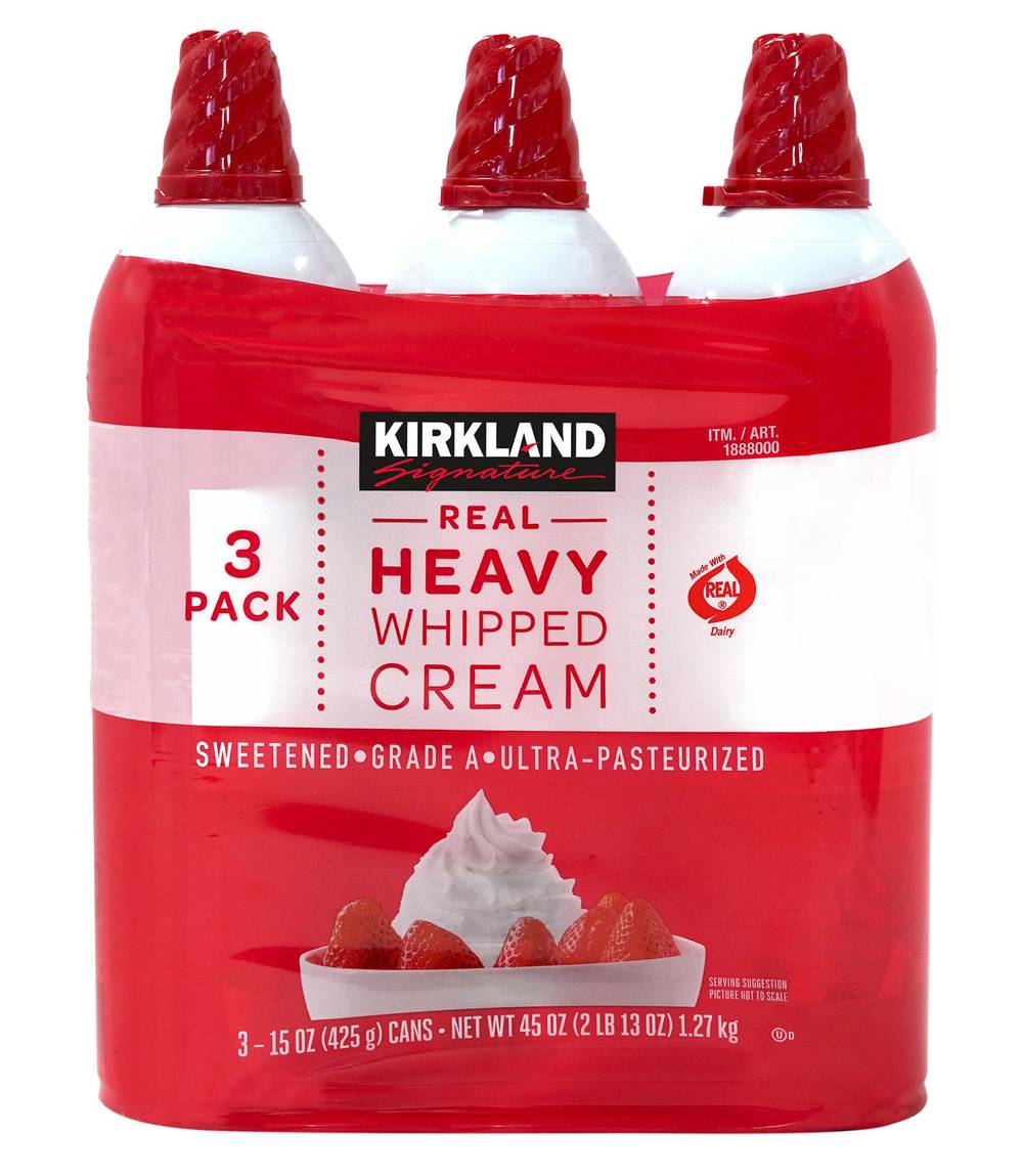 Kirkland Signature Heavy Whipped Cream pack (3 x 15 oz)