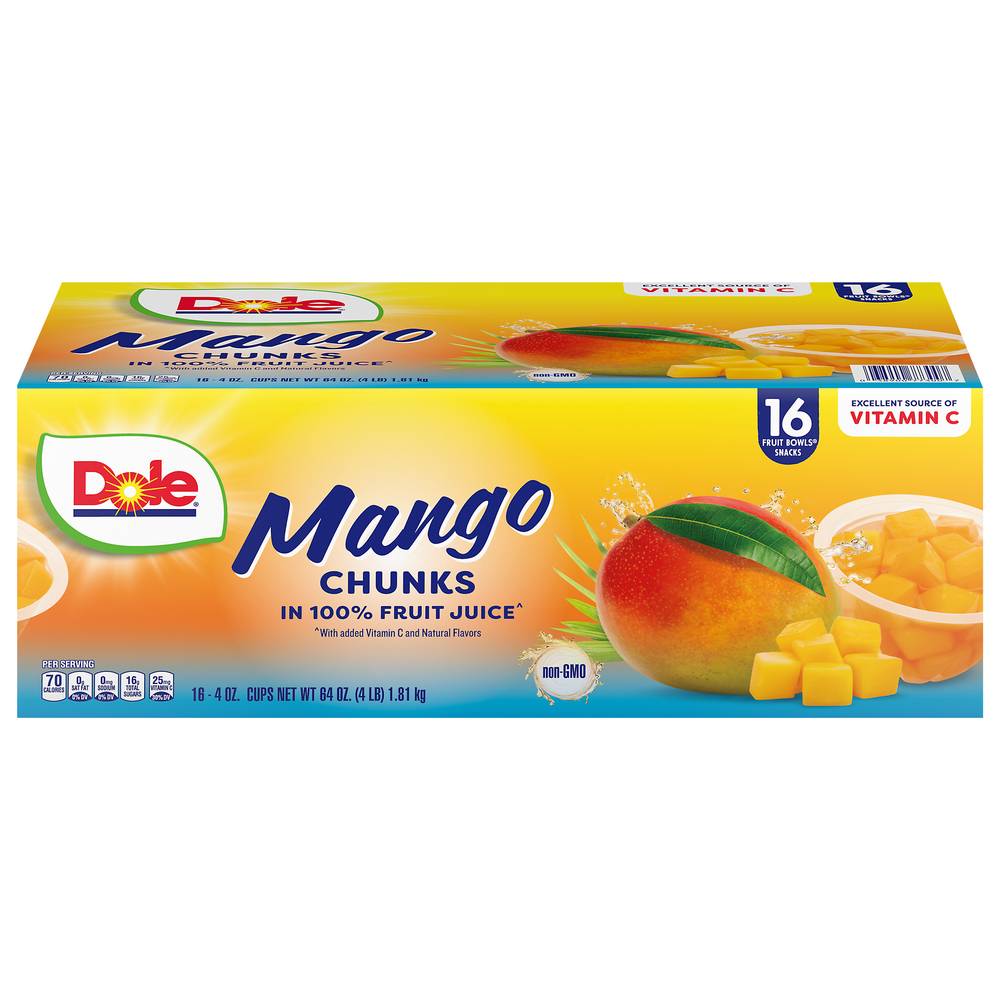 Dole Mango Chunks in Fruit Juice (64 oz, 16 ct)