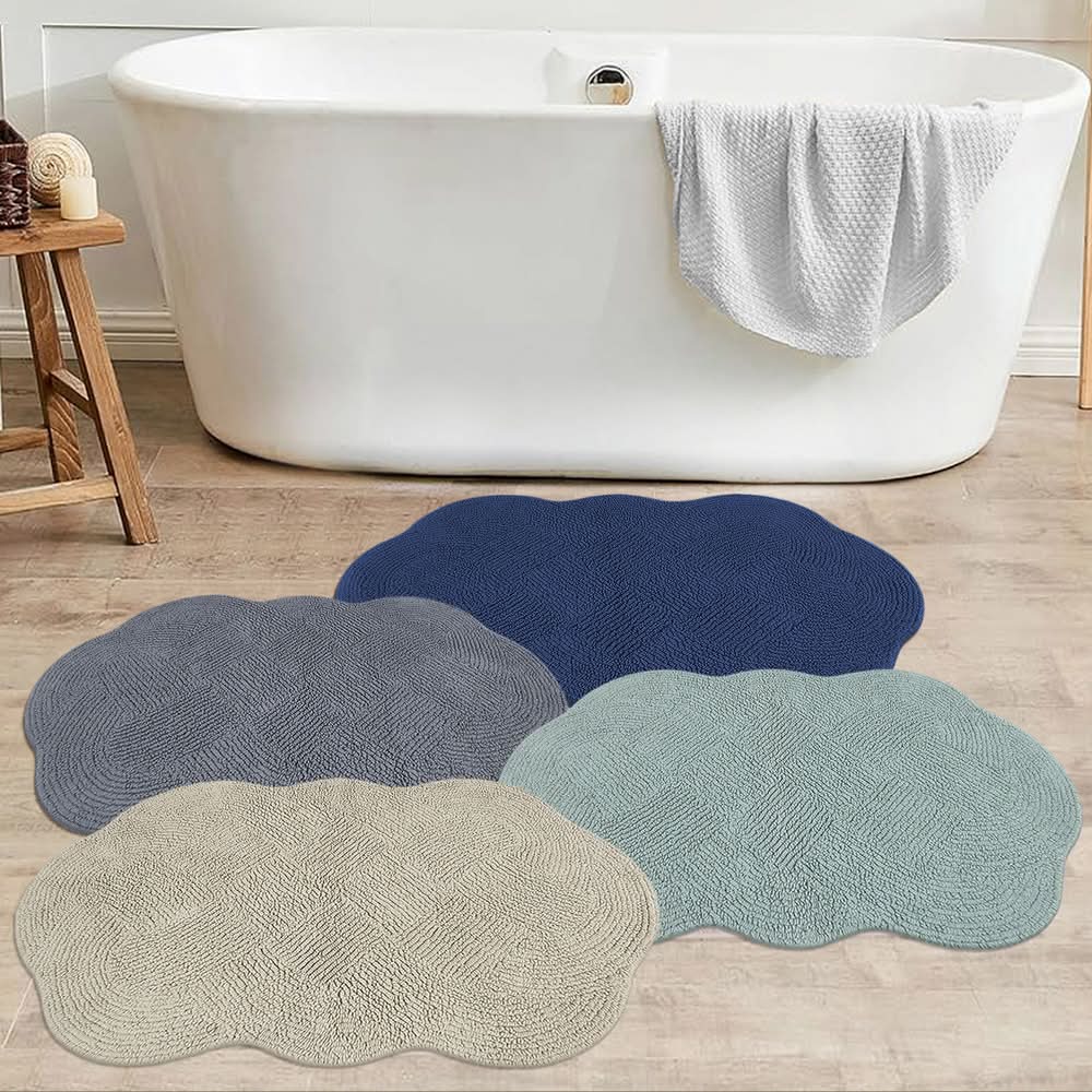 Scallop Tufted Bath Rug, Assorted Colors